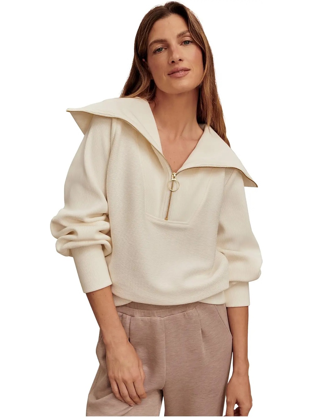 Varley Ribbed Yates Half-Zip Collar Sweater